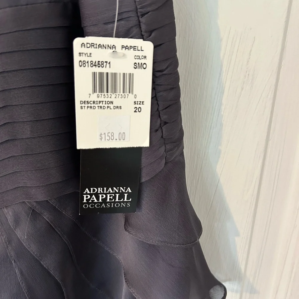 Adrianna Papell Gray Sheath Mini Dress V-Neck Flutter Sleeve - Picture 2 of 4